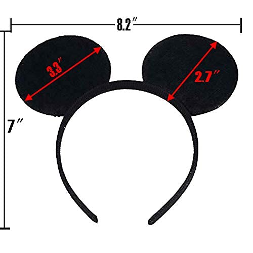 Winvin mouse deluxe ears headband black, ideal as party favors