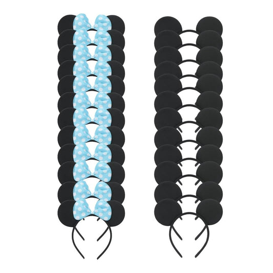 Winvin mouse ear headband with blue polka dots for kids' party fun.