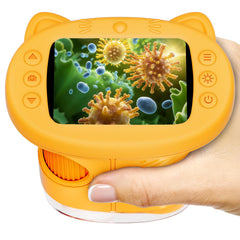 WINWEND kids microscope close-up showing 2.4-inch screen for clear handheld viewing