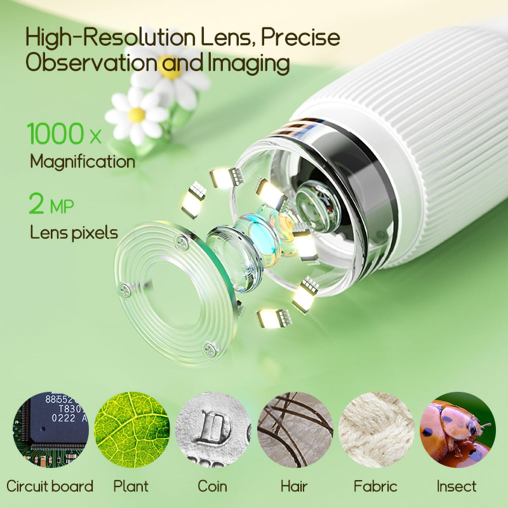 WINWEND microscope with eight LEDs and six brightness levels for clear images