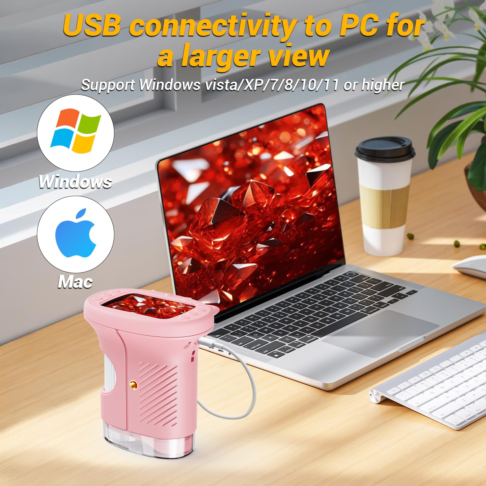 WINWEND pocket microscope offers USB PC compatibility for easy saving and sharing.