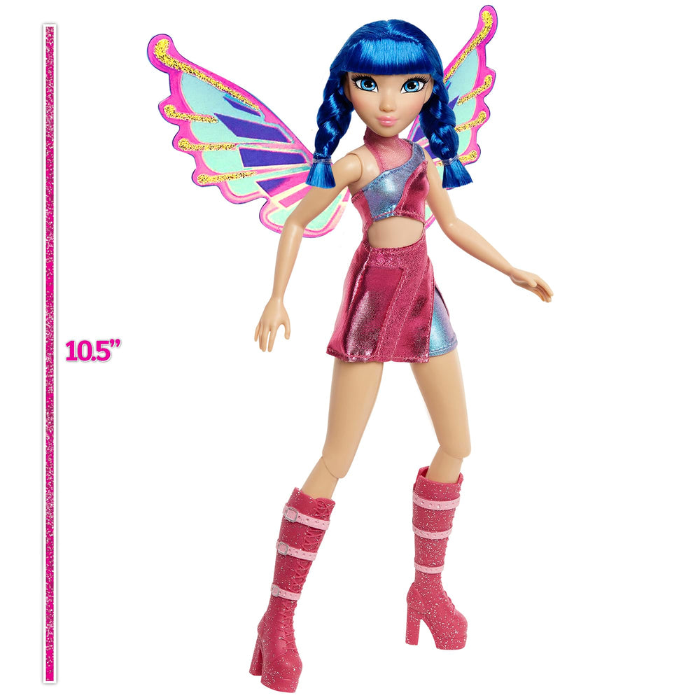 Musa doll features blue braids and bangs for authentic styling.