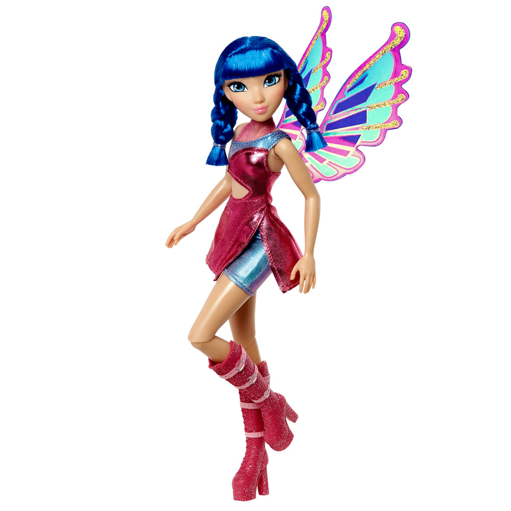 Winx Club Musa fairy doll pink glitter top inspires imaginative play.