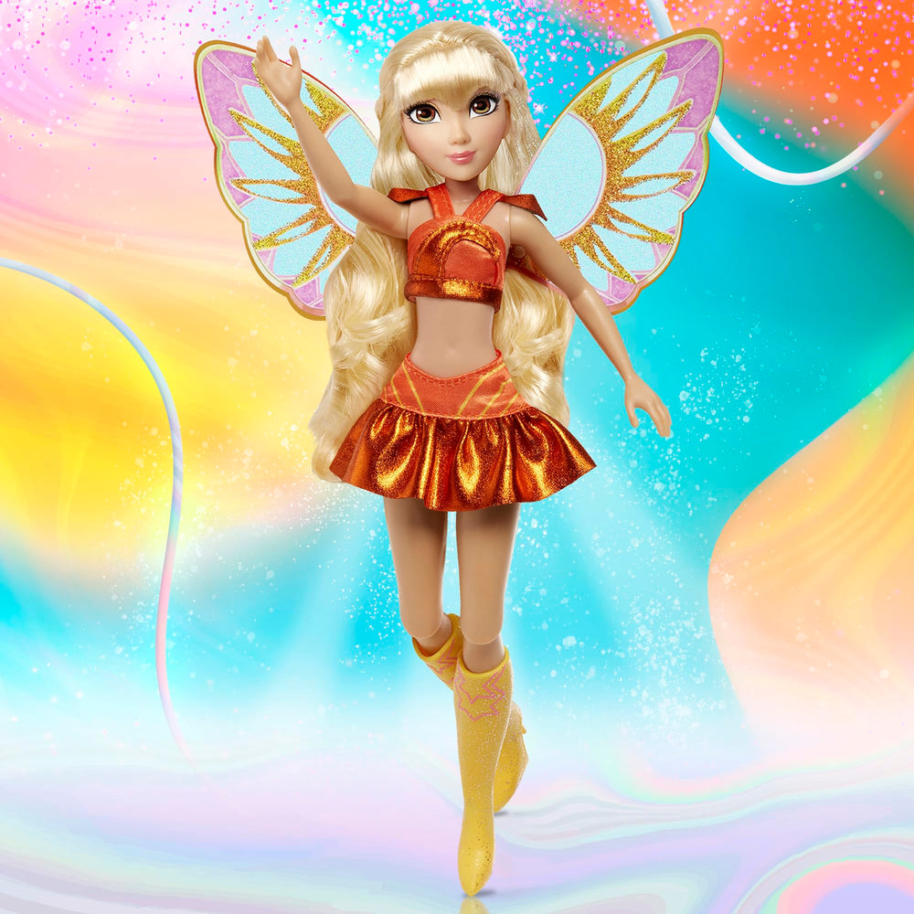 Winx Club Stella golden boot shine enhances magical wardrobe moments.