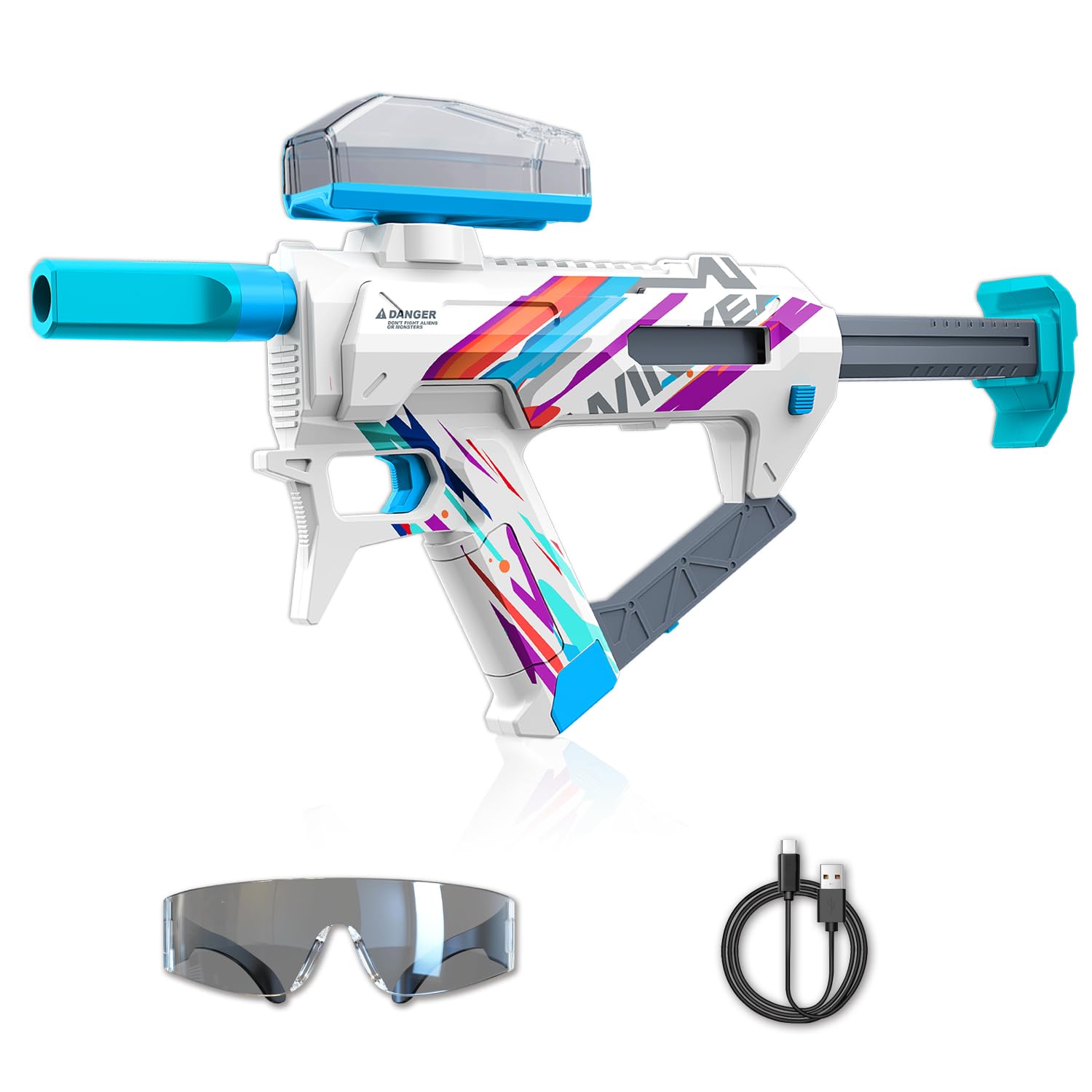 Winyea Tag Electric Crystal Splatter front view showing compact blaster for backyard battles