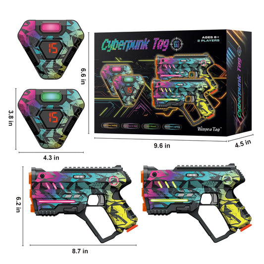 Close-up of Winyea Tag laser tag gun with cyberpunk design