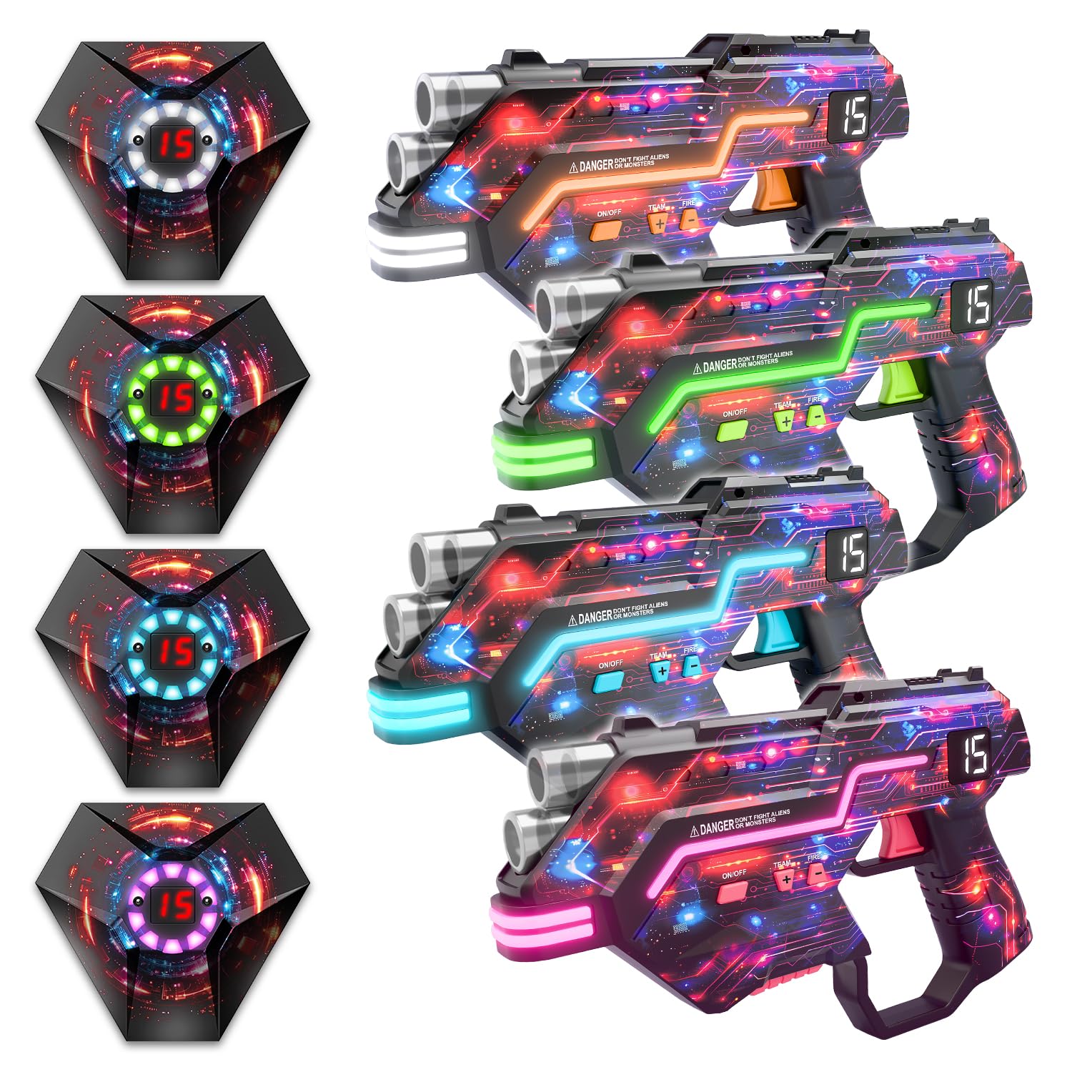 Winyea Tag laser tag guns set front view ready for action