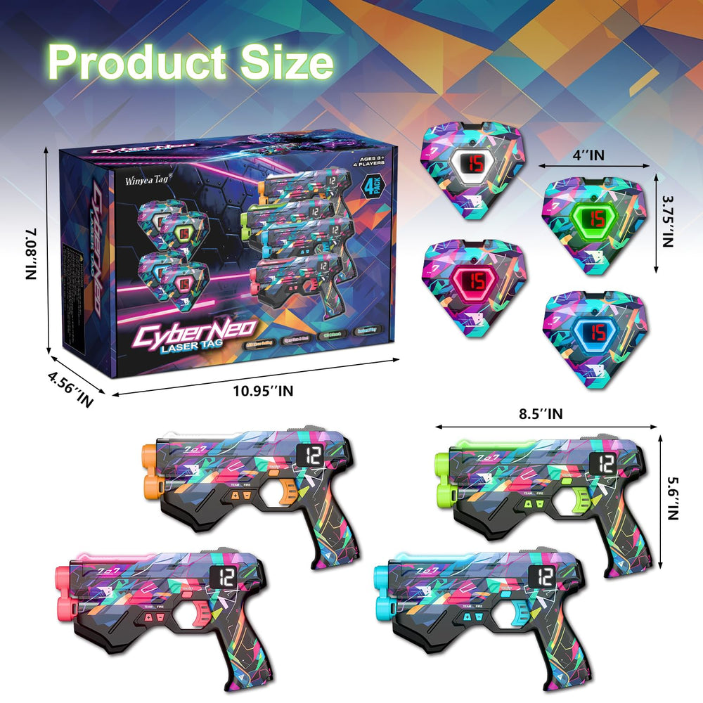 Winyea Tag laser tag range up to 150 feet with bright dual LEDs.