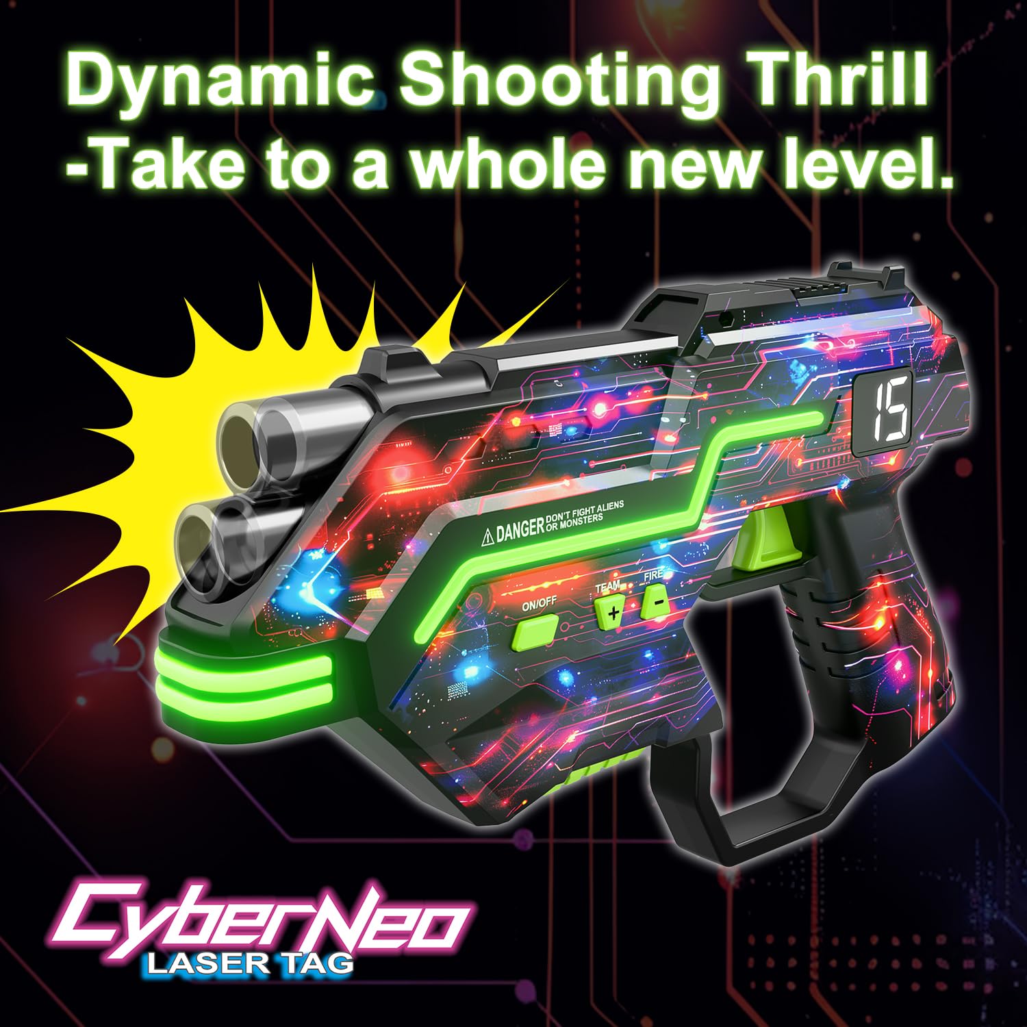 Winyea Tag dual display modes showing lives, ammo, and score