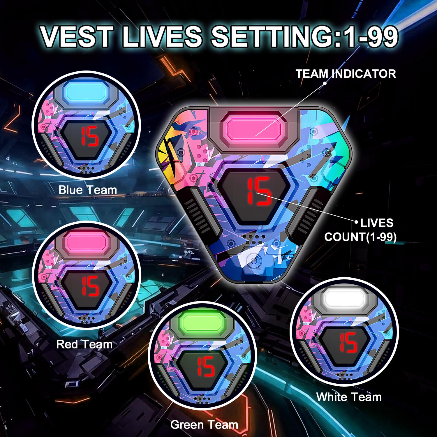 Winyea Tag vest with life indicator during play.