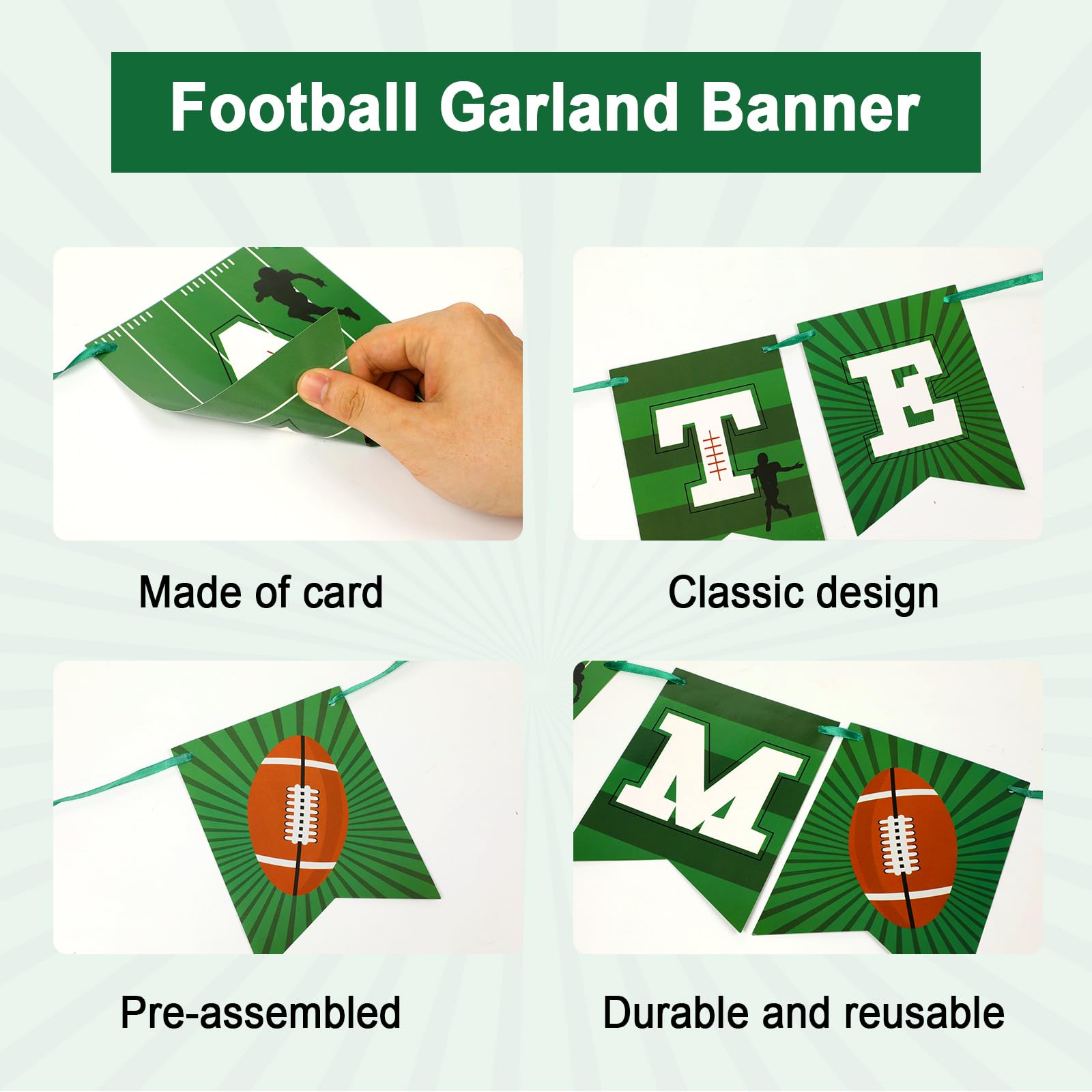 Wiooffen football decor banner with vibrant print ideal for long lasting use