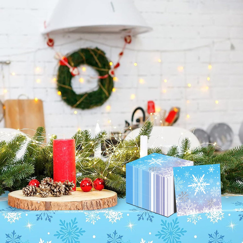 WIQEDOHA winter wonderland decor with snowflake napkins, enhances festive ambiance