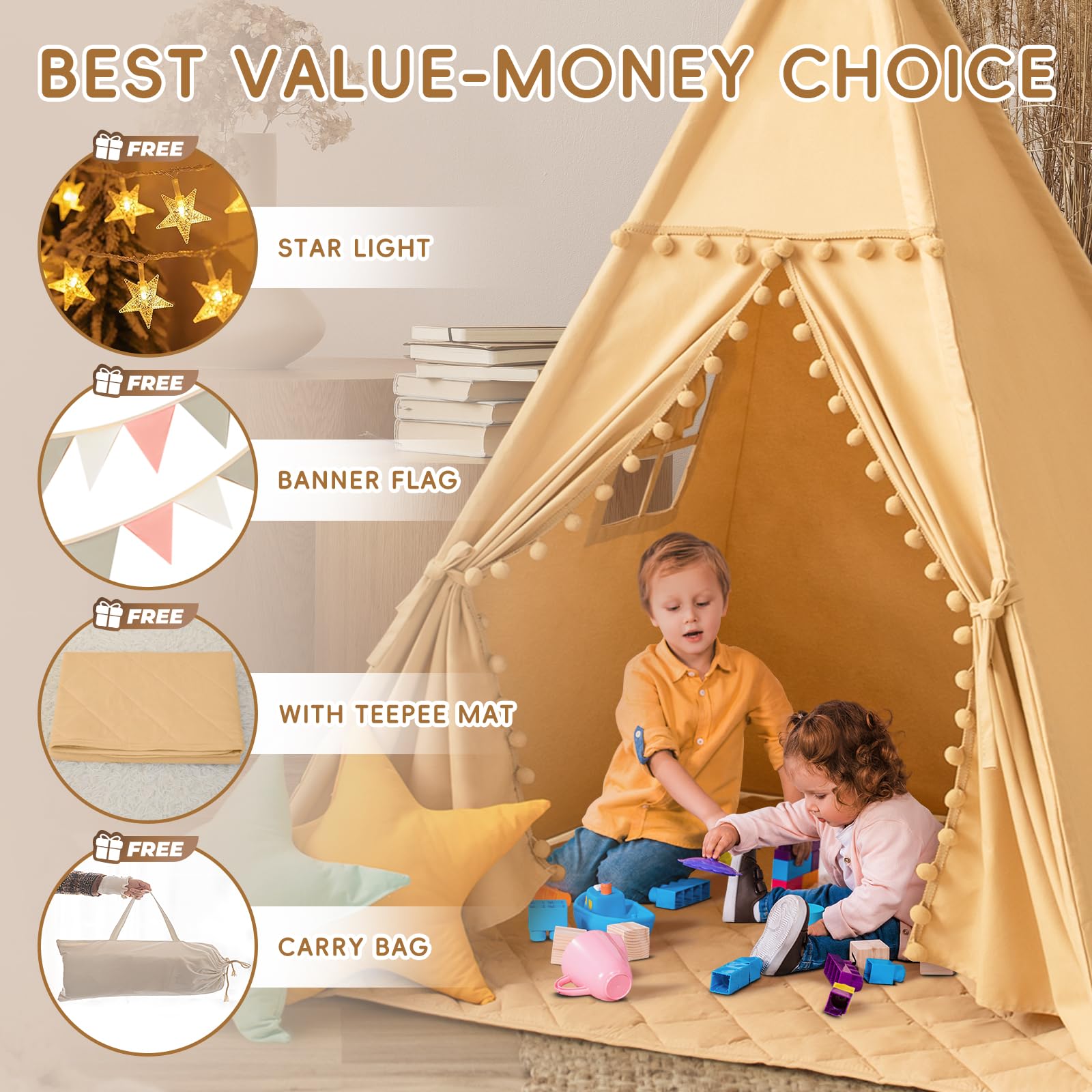 Wirhao tepee tent carry bag and banner flag for convenient transport
