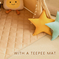 Wirhao tepee tent interior showing padded mat for comfort