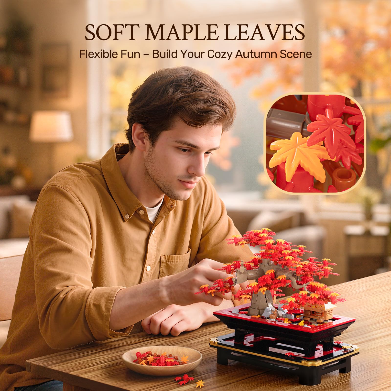 Wise Block Japanese Red Maple Bonsai Kit pieces in progress show precise fit for durable assembly.