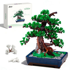 Wise Block Pine Bonsai Tree Building Set box: premium DIY decor for adults at home or office.