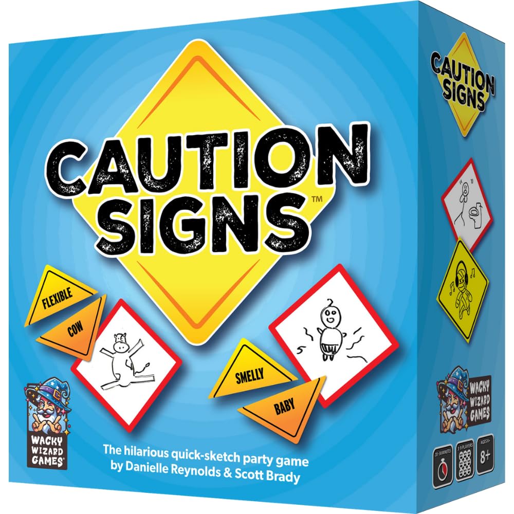 WISE WIZARD GAMES caution signs game-night demonstrates fast, social fun for groups.