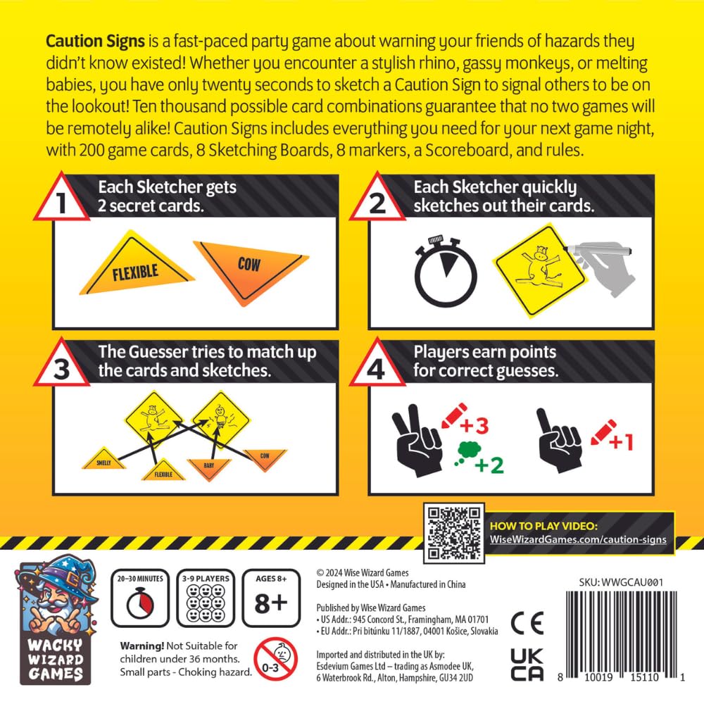 WISE WIZARD GAMES caution signs markers enable bold, playful sketches during party rounds.