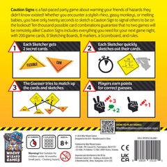 WISE WIZARD GAMES caution signs markers enable bold, playful sketches during party rounds.