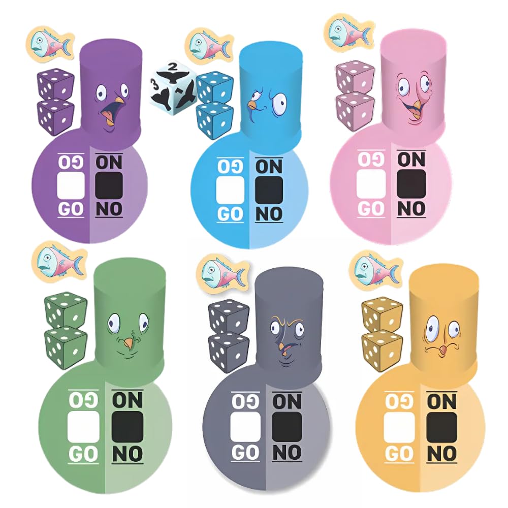 Wise Wizard Games Penguin dice in bright colors for action.