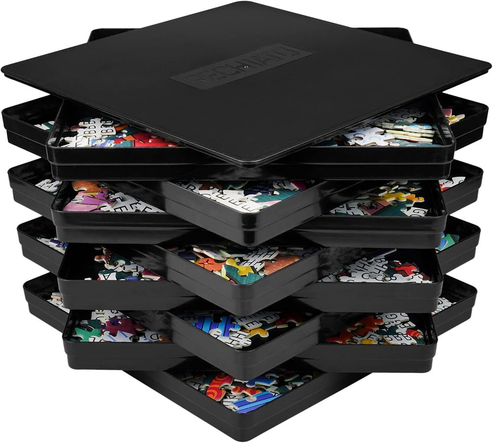 Wishdiam 8-puzzle-trays black stack trays for organized sorting and quick piece access