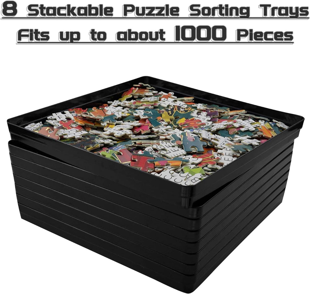 Wishdiam 8x8 puzzle trays white help group pieces by color during sorting