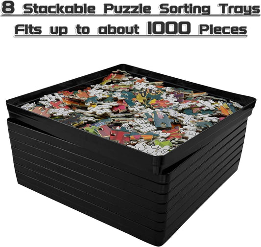Wishdiam 8x8 puzzle trays white help group pieces by color during sorting