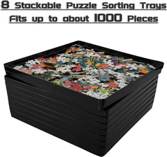 Wishdiam 8x8 puzzle trays white help group pieces by color during sorting