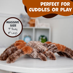 WISHPETS tarantula 9-inch easy-clean plush, hand wash friendly.