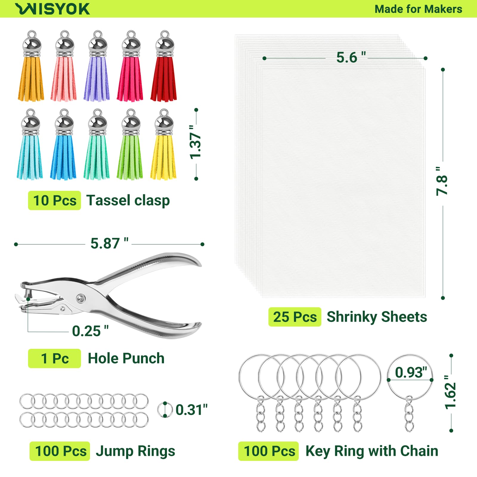 WISYOK 25 clear shrink paper sheets for easy coloring and personalization.