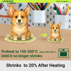 WISYOK simple-use shrink sheets for drawing, coloring, cutting, and baking.