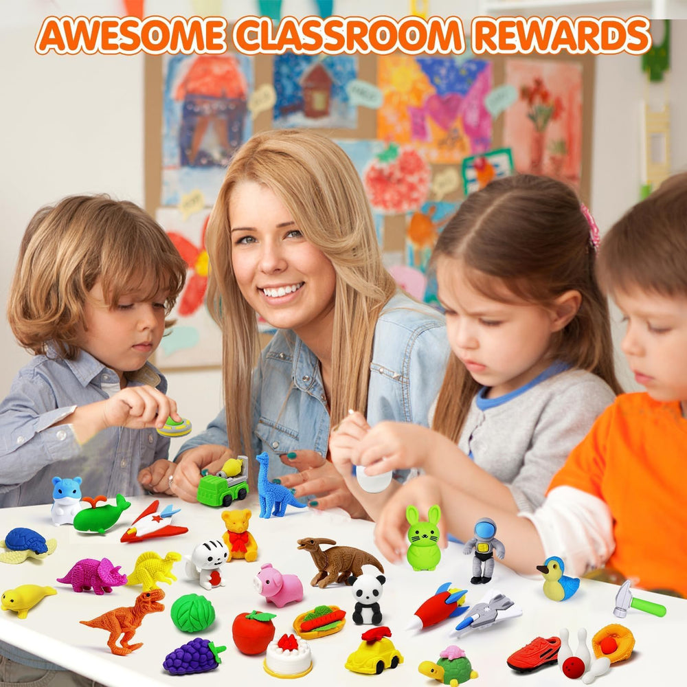 WITALENT dinosaur and penguin erasers for hands-on fun and classroom rewards.