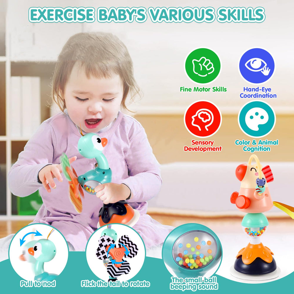 WITALENT suction owl rattle close-up highlights cute features for baby recognition.