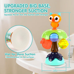 WITALENT peacock suction rattle on surface encourages exploration and color recognition.