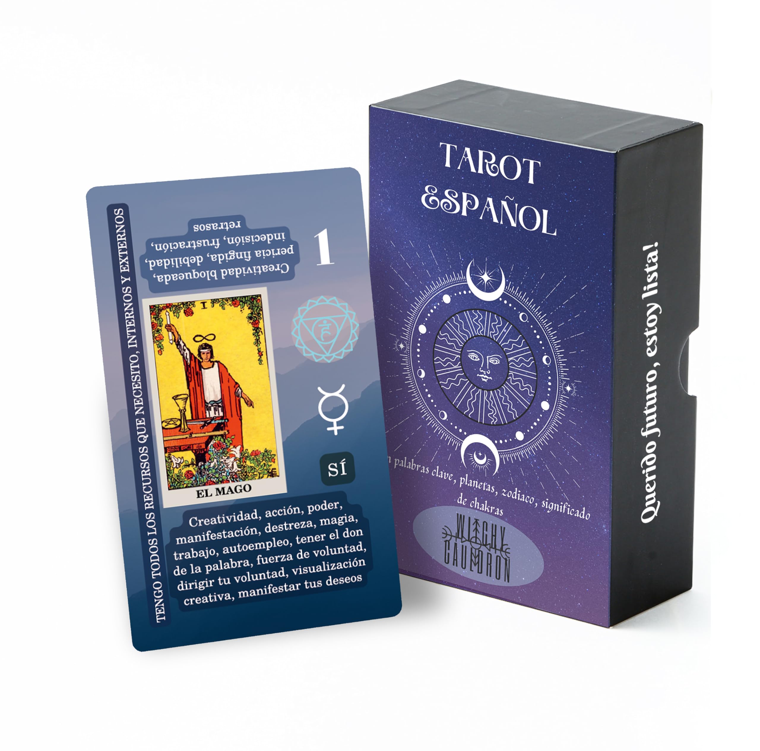Witchy Cauldron Spanish tarot card holder stand keeping cards organized