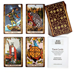 Witchy Cauldron tarot cards guidebook inside for beginner-friendly learning and symbolism.