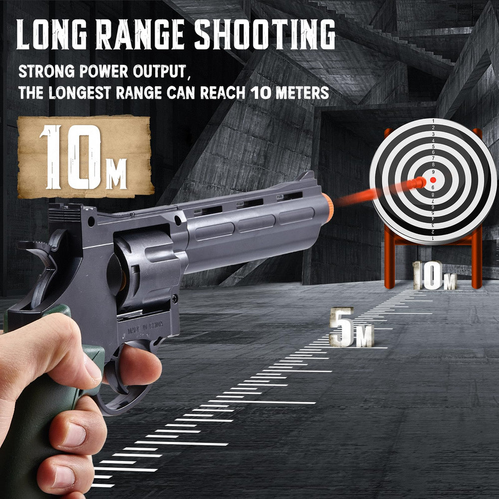 Witcrety revolver toy gun in outdoor play setting, ideal for target games and team battles.