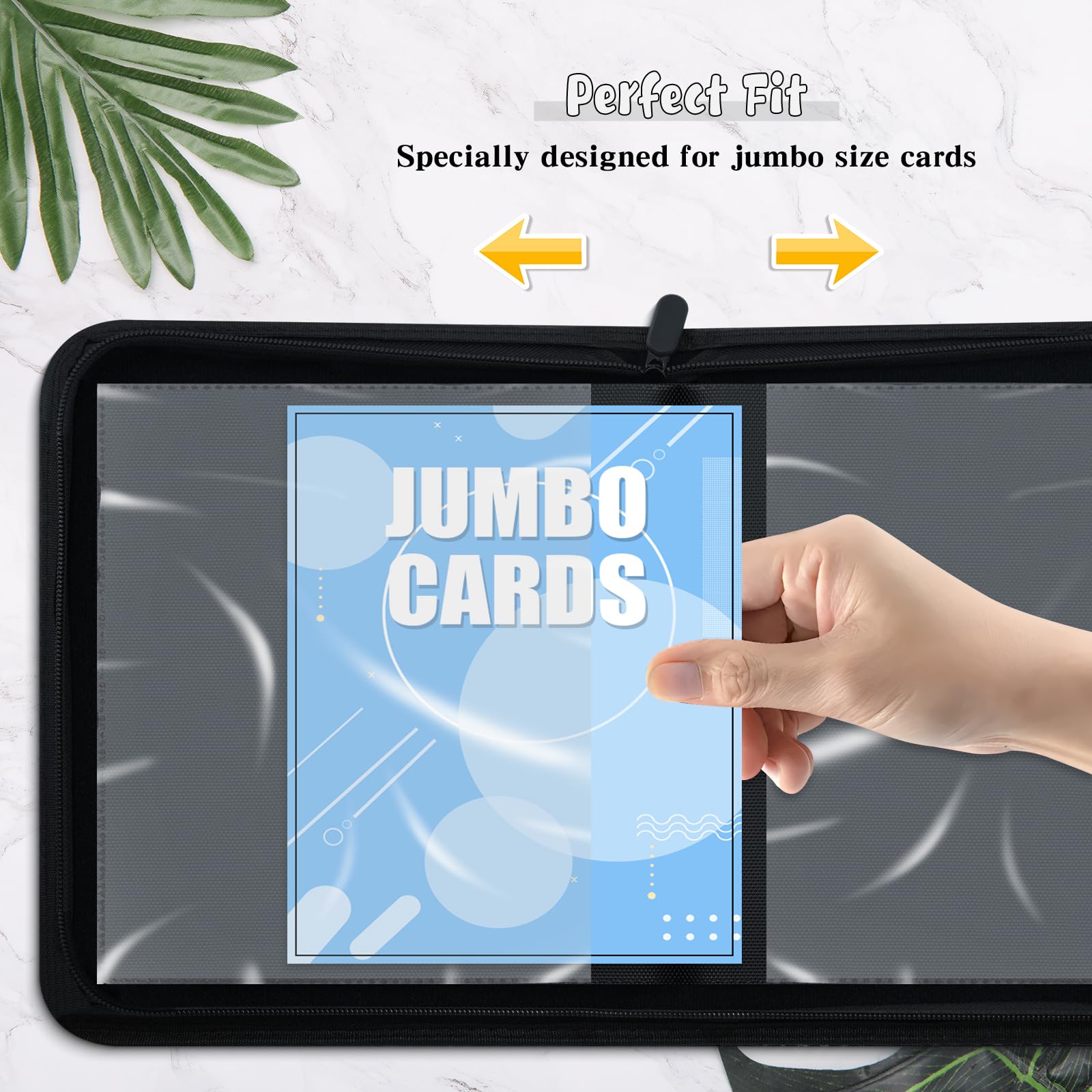 WITHYU jumbo card binder 60-card capacity protects oversized cards with double-sided pockets.