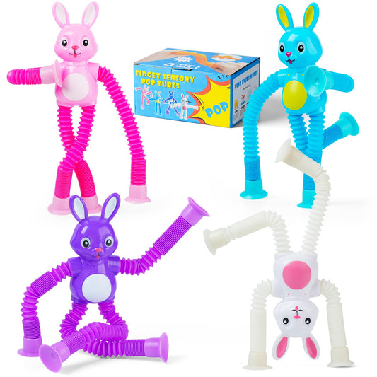 Witmelt Easter bunny pop tube sensory toy boosts tactile exploration with vibrant colors.