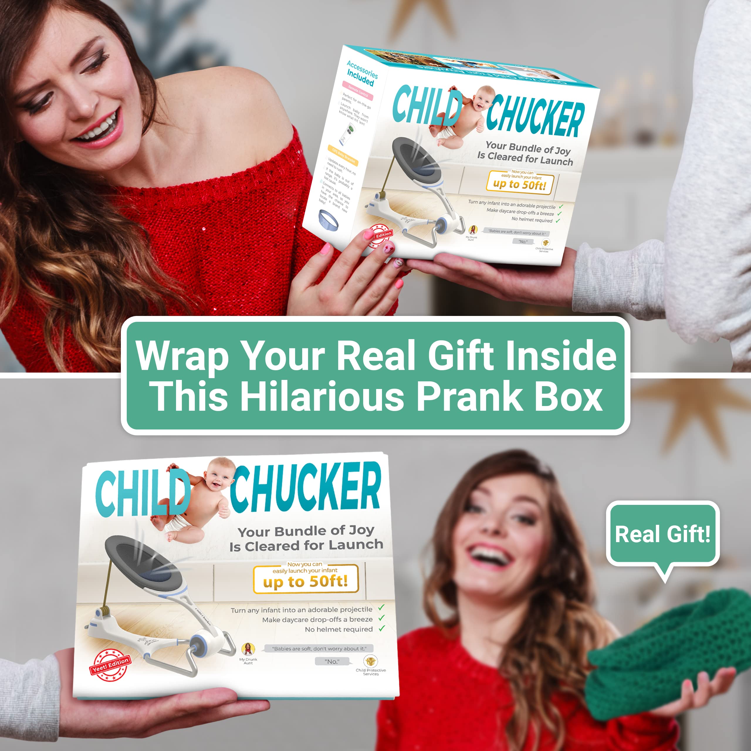 Witty Yeti easy assembly prank box lets you set up fast.