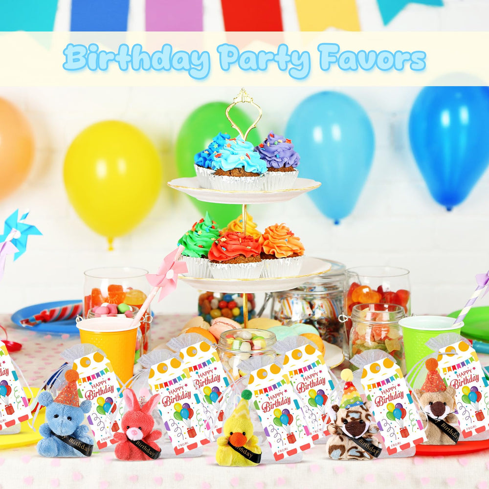 Wiwiqing plush birthday hats closeup shows soft fabric and vibrant colors.