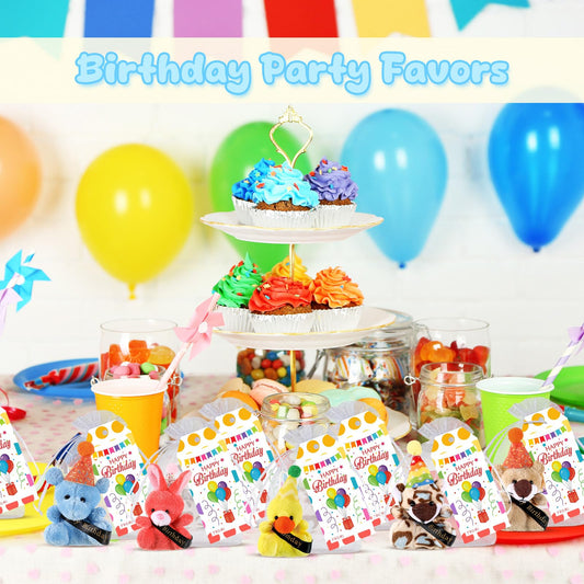 Wiwiqing plush birthday hats closeup shows soft fabric and vibrant colors.