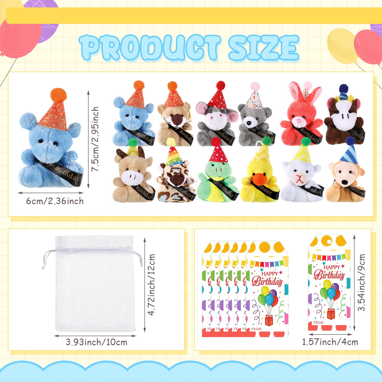 Wiwiqing birthday theme tags highlighting appreciation and gifting.