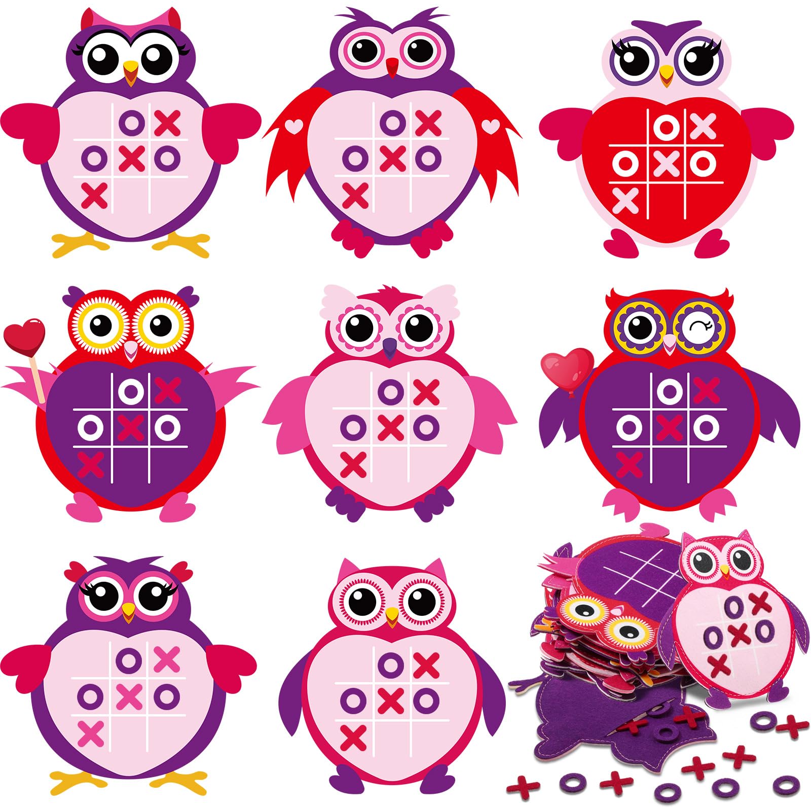 Wiwiqing Valentines Tic Tac Toe board with birds for engaging classroom play