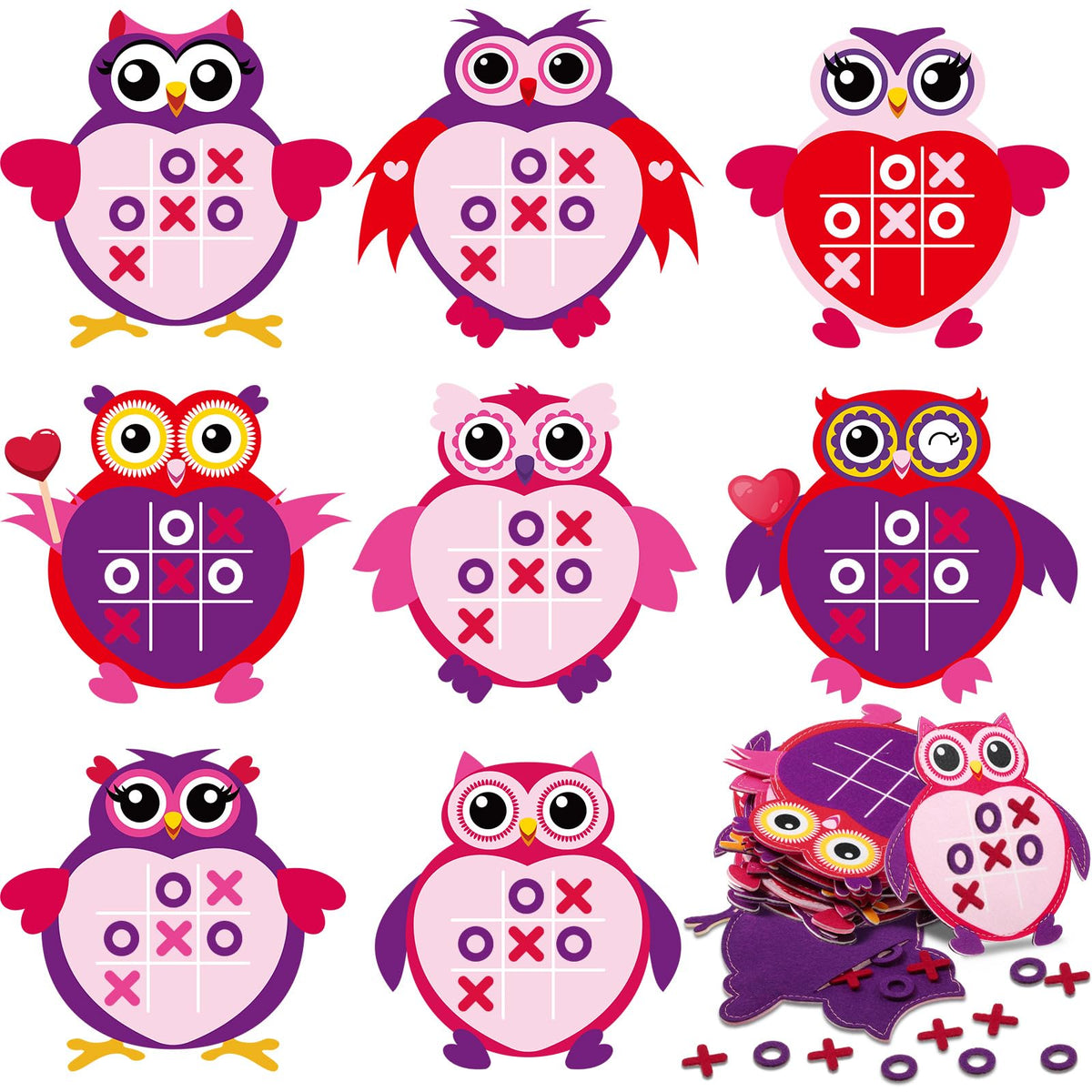 Wiwiqing Valentines Tic Tac Toe board with birds for engaging classroom play