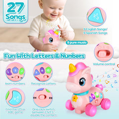 Buttons for easy motor engagement on WixbFyn unicorn toy.