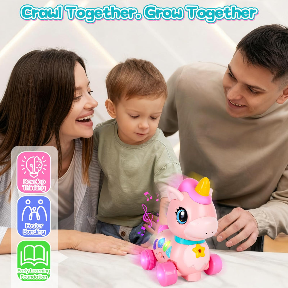 Montessori inspired design with rounded edges for safe play with WixbFyn unicorn toy.