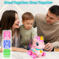 Montessori inspired design with rounded edges for safe play with WixbFyn unicorn toy.