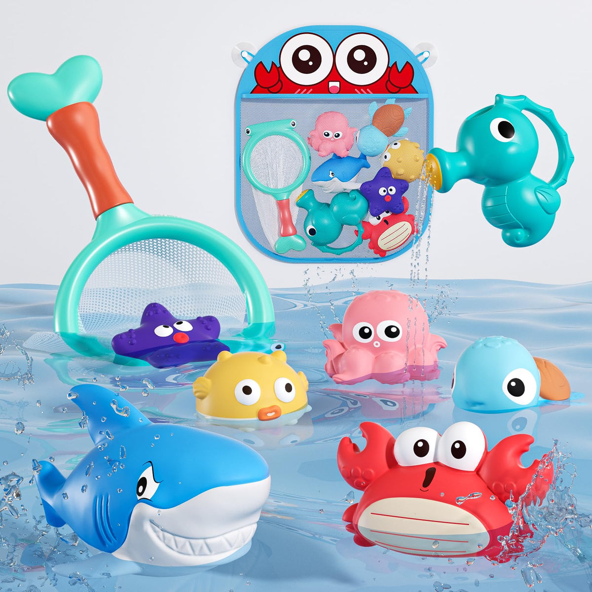 Wixlon mold-free bath toys ocean animals set for safe, imaginative bath play