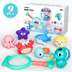 Wixlon shark bath toy floats and invites splashy tub play